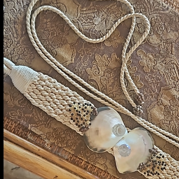 NOS 90s Shell Crystal Braided Sash Belt Embellished Braided Rope Belt New Vtg - Picture 8 of 14